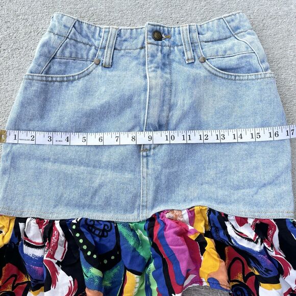 Vintage 90s Rare Absolutely No! Jeans Authentic Venom Skirt Fabric Ruffle Bottom - Picture 11 of 12